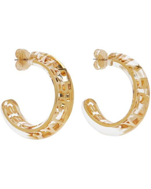Marc Jacobs Metallic Transparent & Gold 'the Monogram Hoops' Earrings