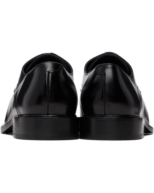 STEFAN COOKE Black Slashed Square Toe Derbys for men
