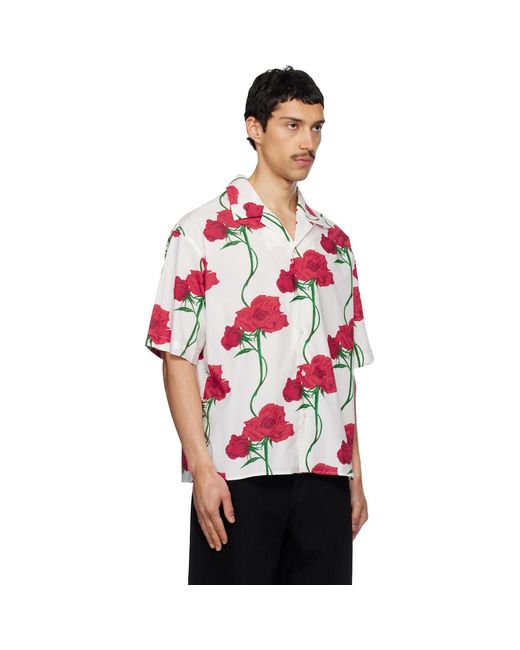 KENZO Red Off- Paris Archive Rose' Short Sleeve Shirt for men