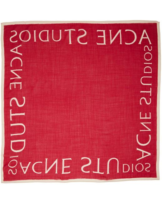 Acne Red Logo Scarf for men