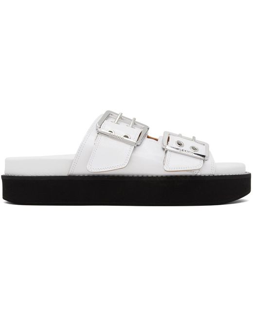 Ganni Black White Wide Chunky Sandals