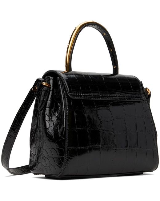 Petit sac noir gaufré façon croco à méduse Versace en coloris Black
