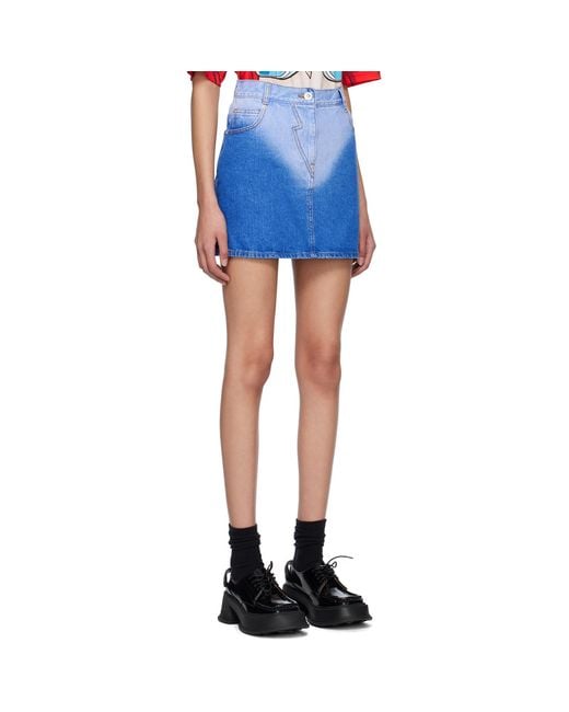 Pushbutton Blue Brief-Washed Denim Miniskirt
