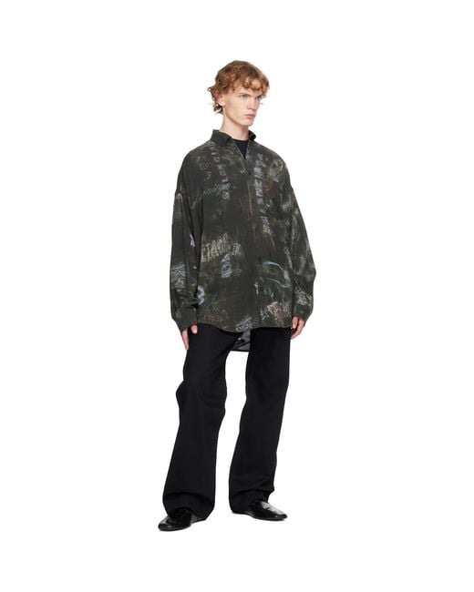 Balenciaga Gray Washed Crayon Allover Long Sleeve Cocoon Shirt for men