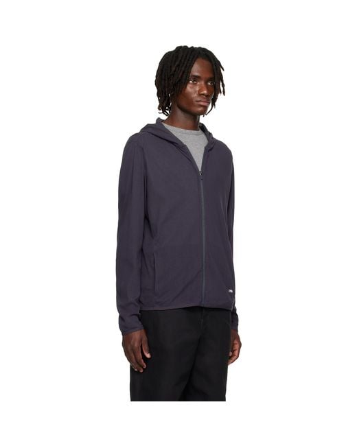 Amomento Blue Mesh Hooded Zip Jacket for men