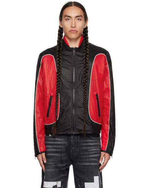 DIESEL Red Nylon Jacket With Contrast Detailing for men
