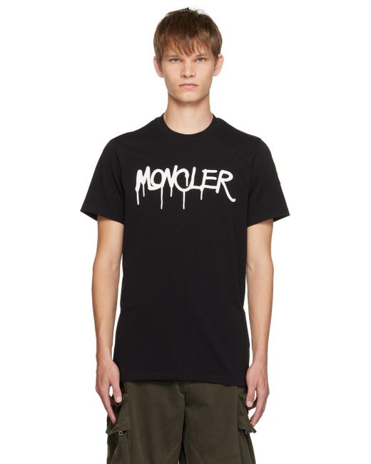 Moncler Black Printed T-shirt for men