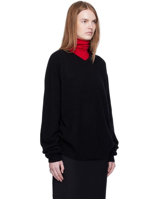 ARCH THE Black Cashmere V-Neck Pullover Sweater