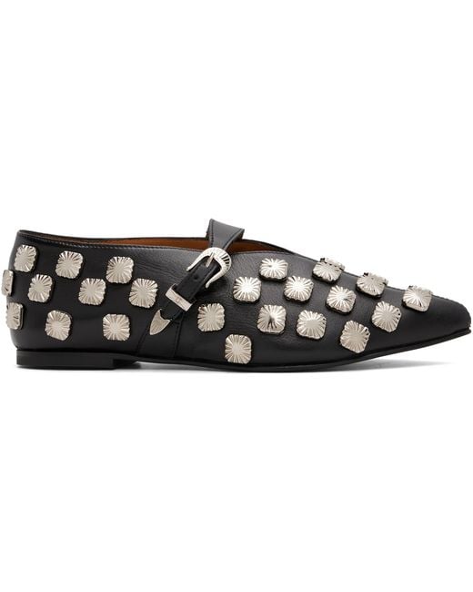 Toga Black Soft Leather Ballerina Flats
