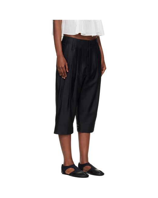 KENZO Black Paris Tailored Cropped Pleated Trousers