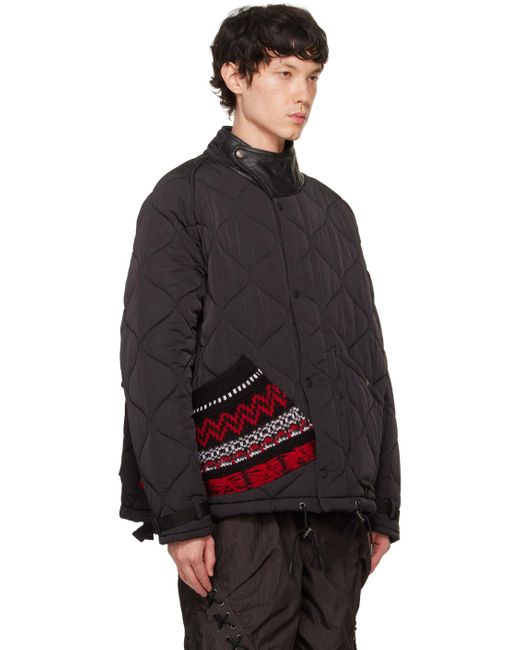 ANDERSSON BELL Black Nordic Knitted Pocket Quilted Jacket for men