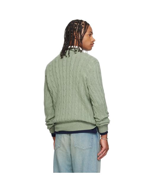 Polo Ralph Lauren Green 'The Iconic Cable-Knit' Cashmere Sweater for men