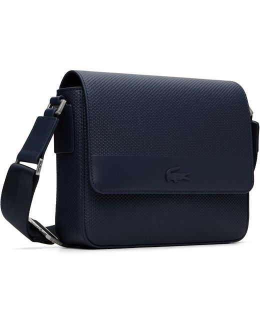 Lacoste Blue Chantaco Leather Messenger Bag for men