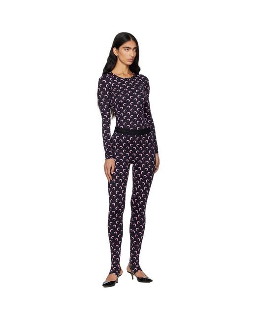 MARINE SERRE Black Recycled Moon Jersey Stirrup Leggings