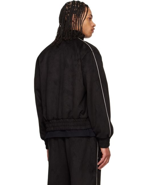 M I S B H V Black Star Faux Suede Track Jacket for men