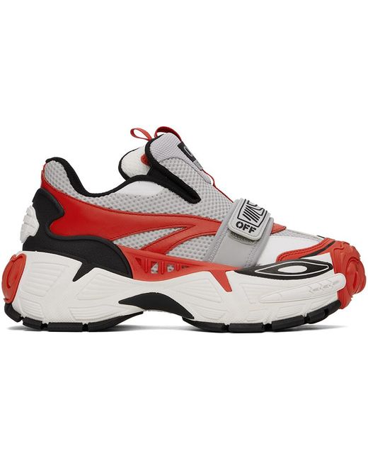 Off-White c/o Virgil Abloh Black Red & Gray Glove Slip On Sneakers for men