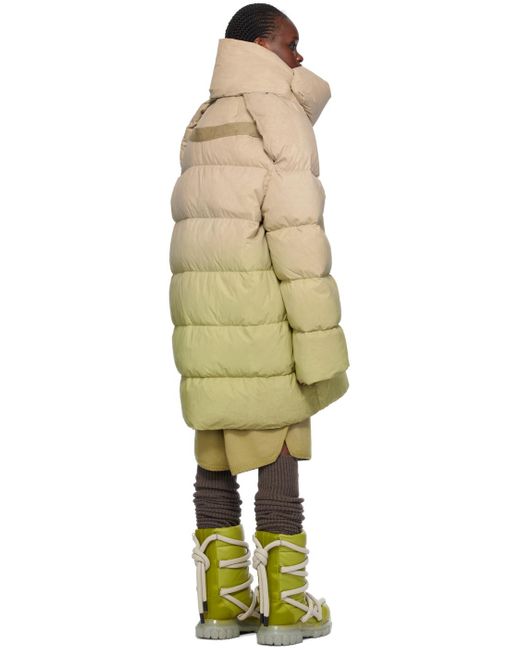 Rick Owens Multicolor Moncler + Taupe & Green Down Coat