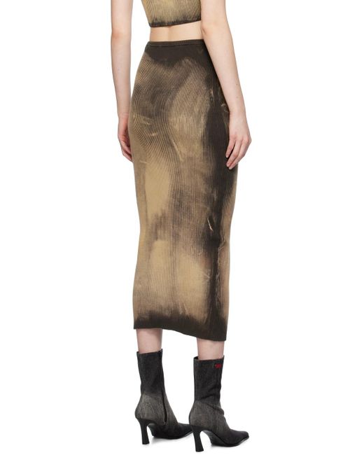 DIESEL Black Brown M-delma Midi Skirt