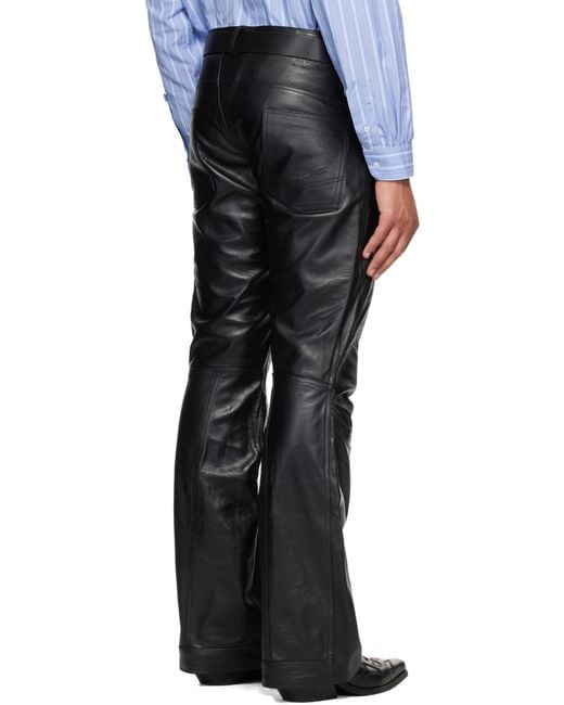 Martine Rose Black Boot Cut Utility Leather Pants for men