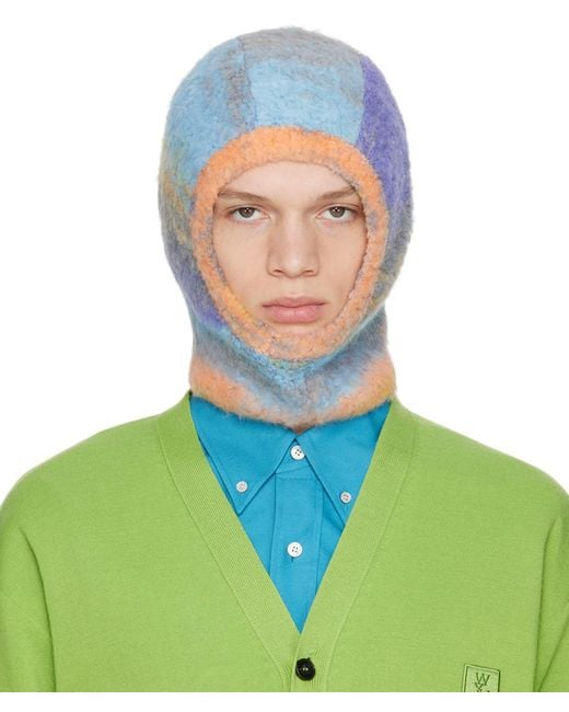 Wooyoungmi Blue Multicolor Knit Balaclava for men