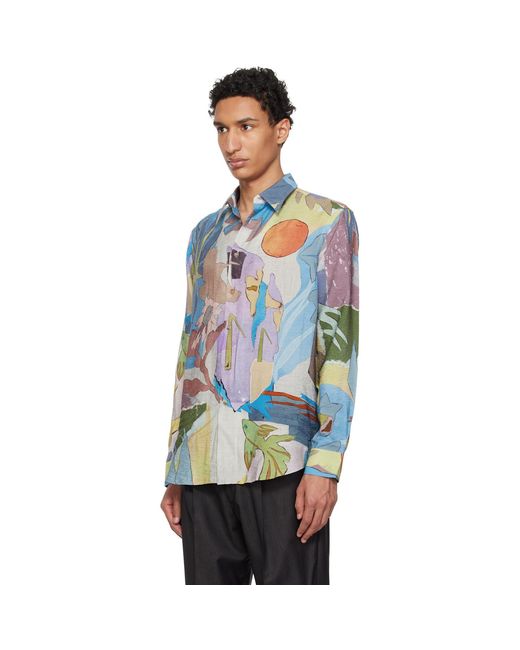 Paul Smith Black 'River Collage' Viscose-Blend Shirt for men