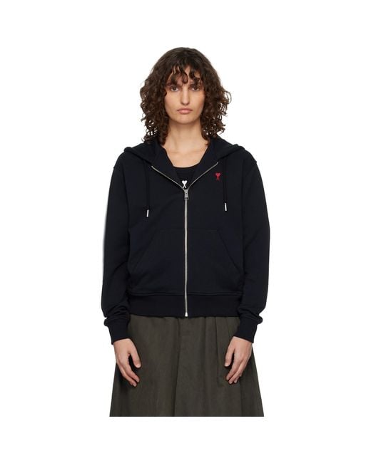 AMI Black Ami De Coeur Zipped Hoodie