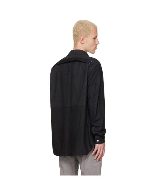 Rick Owens Black Tower Suede Overshirt for men