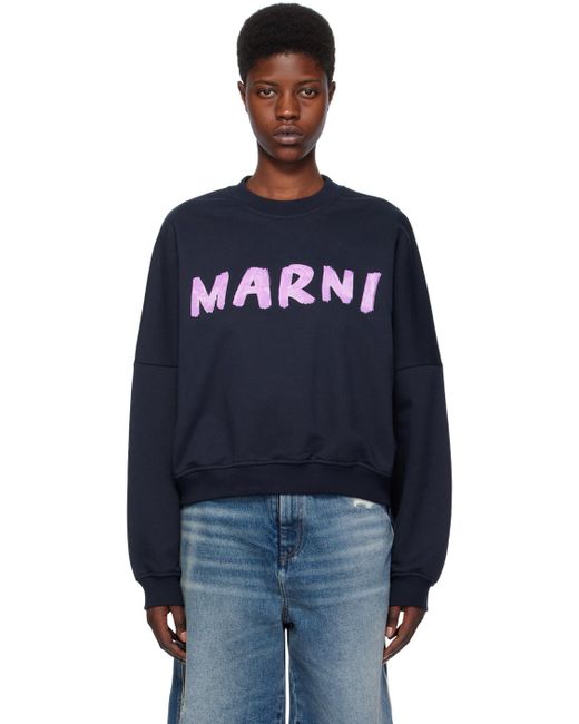 Marni Blue Navy Printed Sweatshirt
