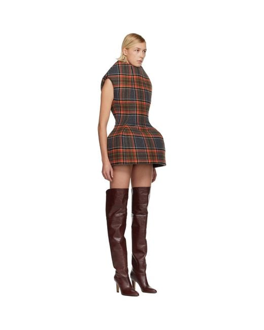 Duran Lantink Black Sculptured Tartan Minidress