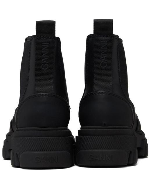 Ganni Black Stitch Cleated Low Chelsea Boots