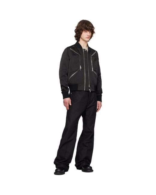 Rick Owens Black Temple Heizer Flight Bomber Jacket for men