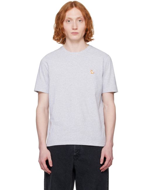 メンズ Maison Kitsuné グレー チラックスフォックス パッチ レギュラー Tシャツ White