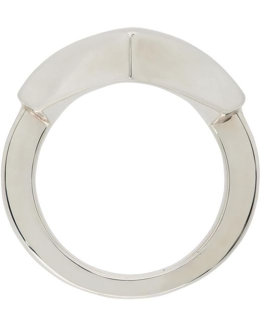 Bottega Veneta White Silver V Ring for men