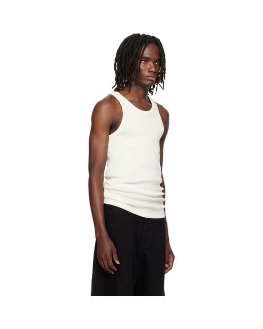 Lemaire White Off- Ribbed Jersey Tank Top for men