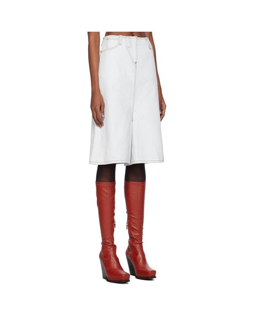 Pushbutton White Five-pocket Denim Shorts