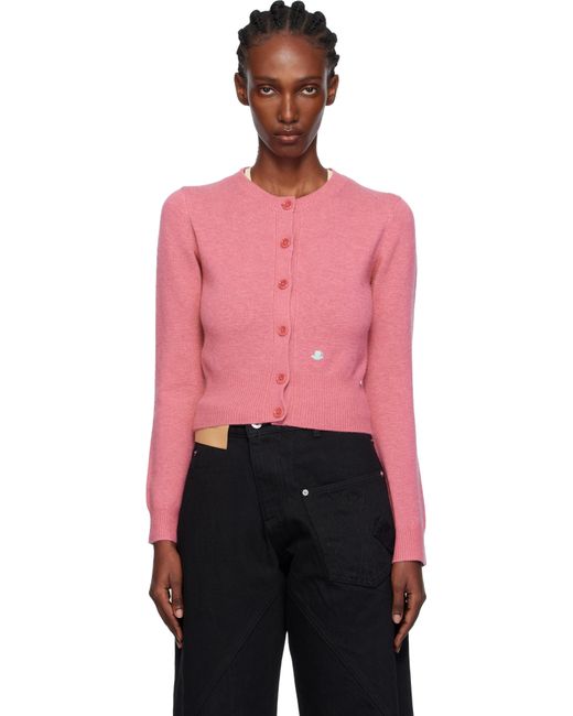 J.W. Anderson Pink Contrast Embroidery Cardigan