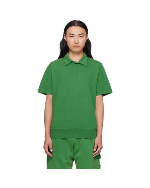 Les Tien Green Piqué S/S Banded Tennis Polo for men