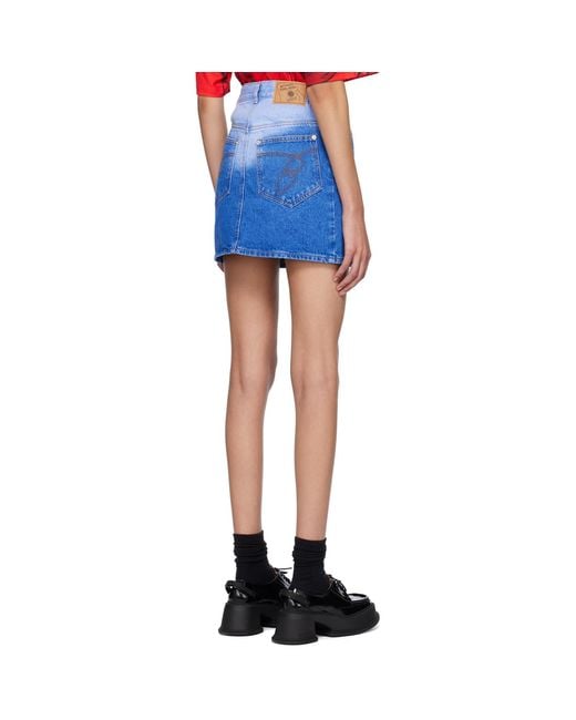 Pushbutton Blue Brief-Washed Denim Miniskirt