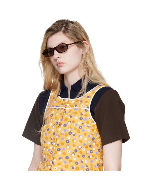 Miu Miu Brown Tortoiseshell Rectangular Sunglasses