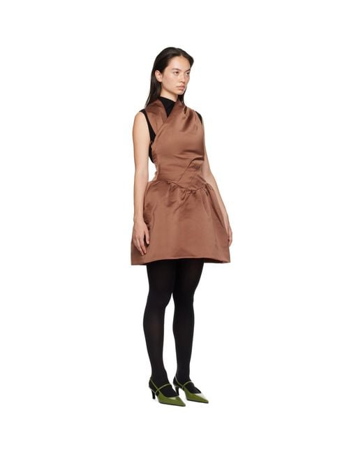 ShuShu/Tong Black Asymmetric Backless Satin Minidress