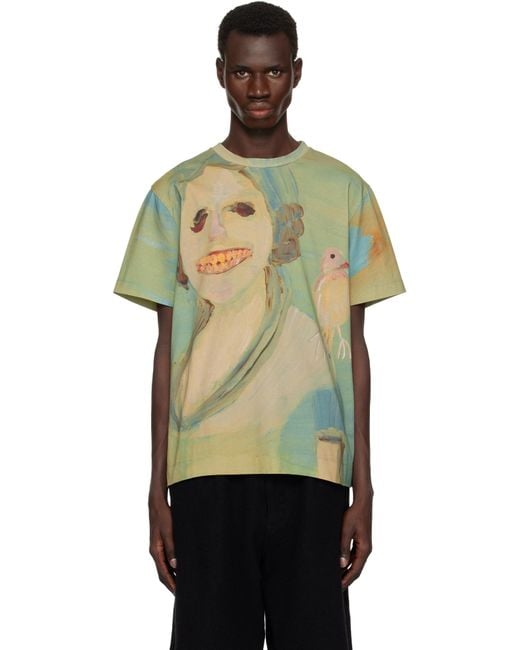 メンズ Simone Rocha グリーン Lady With A Bird Tシャツ Black