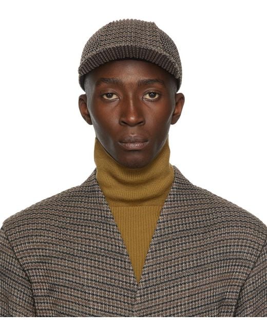 Homme Plissé Issey Miyake Tweed Pleats Cap in Brown for Men - Lyst