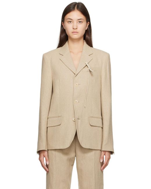 Jacquemus Le Raphiaコレクション La Veste Feijoa テーラードジャケット Natural