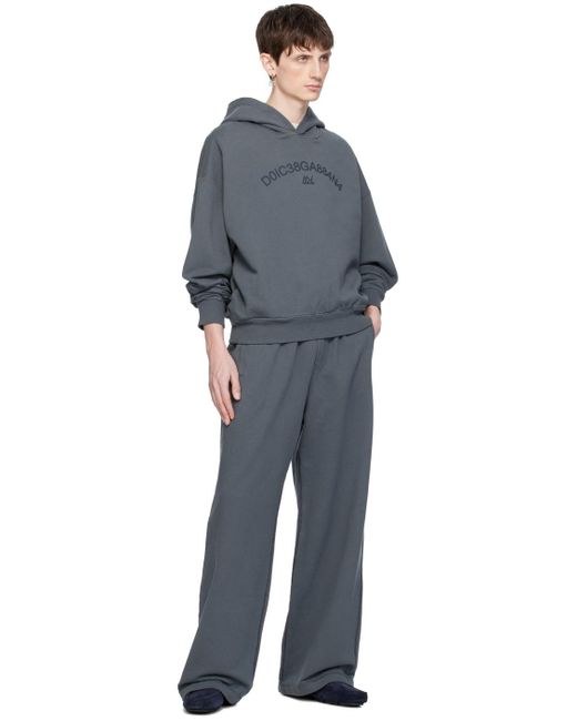 Dolce & Gabbana Gray Cropped Hoodie for men