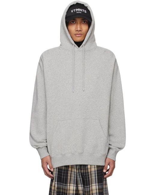 VTMNTS Gray Embroide Hoodie for men