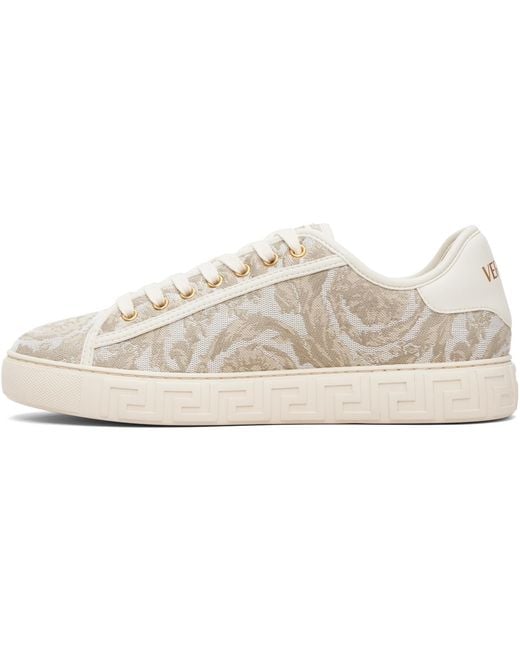 Versace Black Greca Jacquard Canvas Sneakers for men