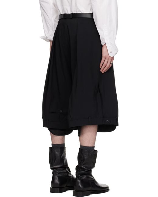メンズ HODAKOVA Upside Down Trouser ワイドショートパンツ Black