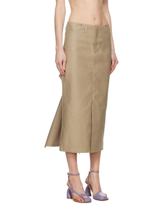 MERYLL ROGGE Natural Tan No Waistband Midi Skirt