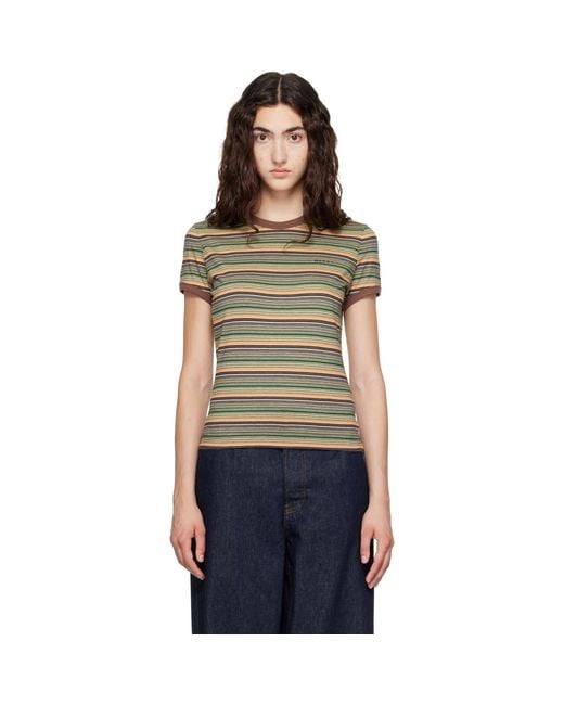 Marni Green Striped T-Shirt