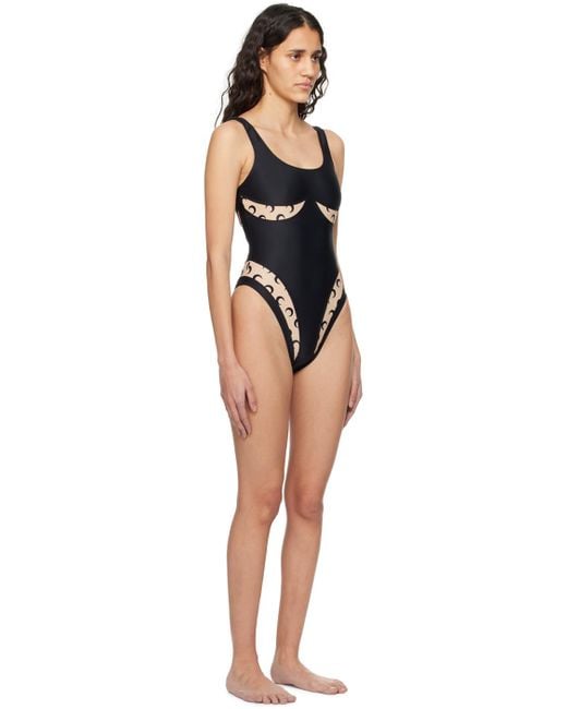 MARINE SERRE Black Printed Swimsuit